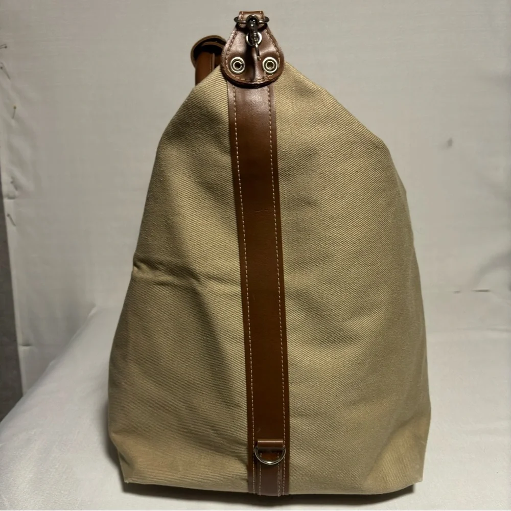 Parfums Lagerfeld Paris Le Club Travel Canvas Duffel Bag Brown Tan XL VT EUC
